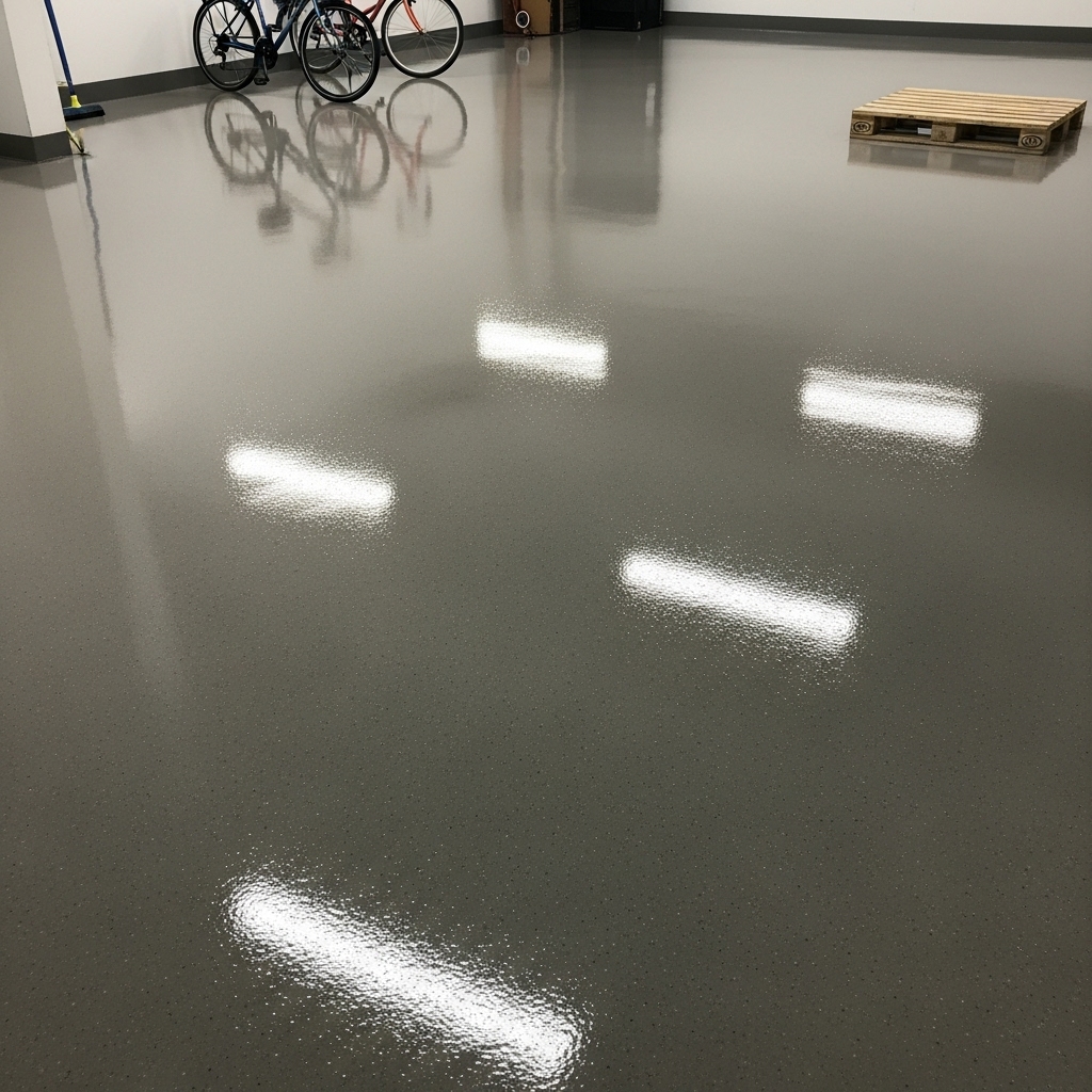 Professional epoxy flooring installation in garage
